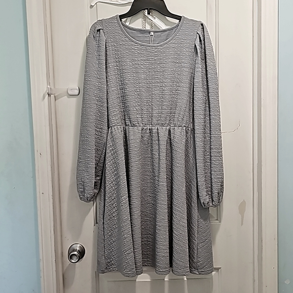 Grey, long sleeve dress. Sampeel. Size Large